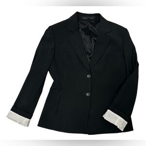 Express Design Studio Black Blazer with Striped Cuffs – Women’s Size 8